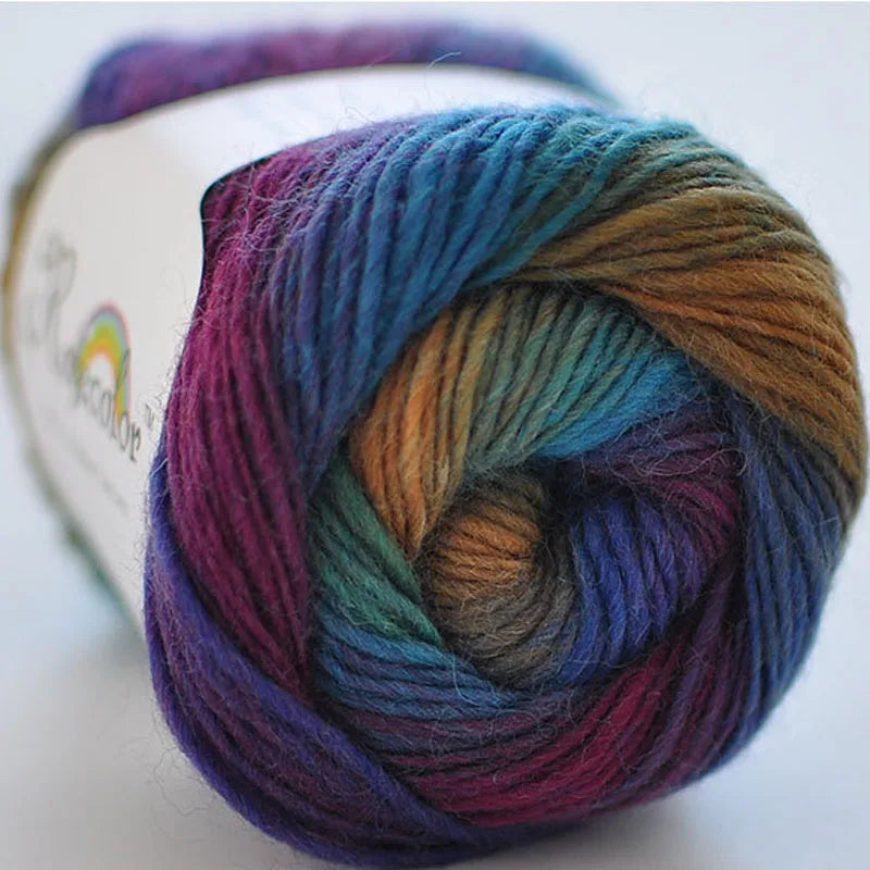 100% Wool Yarn Rainbow Color