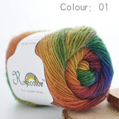 100% Wool Yarn Rainbow Color