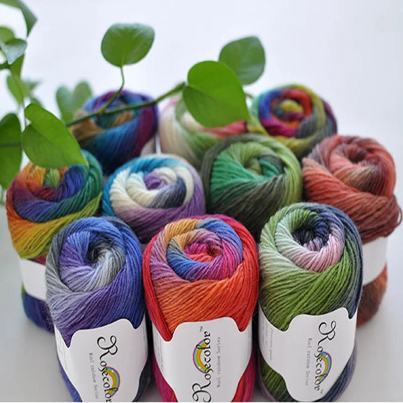 100% Wool Yarn Rainbow Color