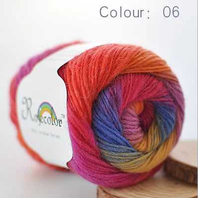 100% Wool Yarn Rainbow Color