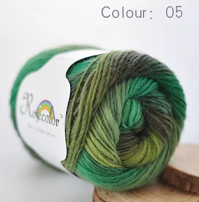 100% Wool Yarn Rainbow Color