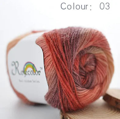 100% Wool Yarn Rainbow Color