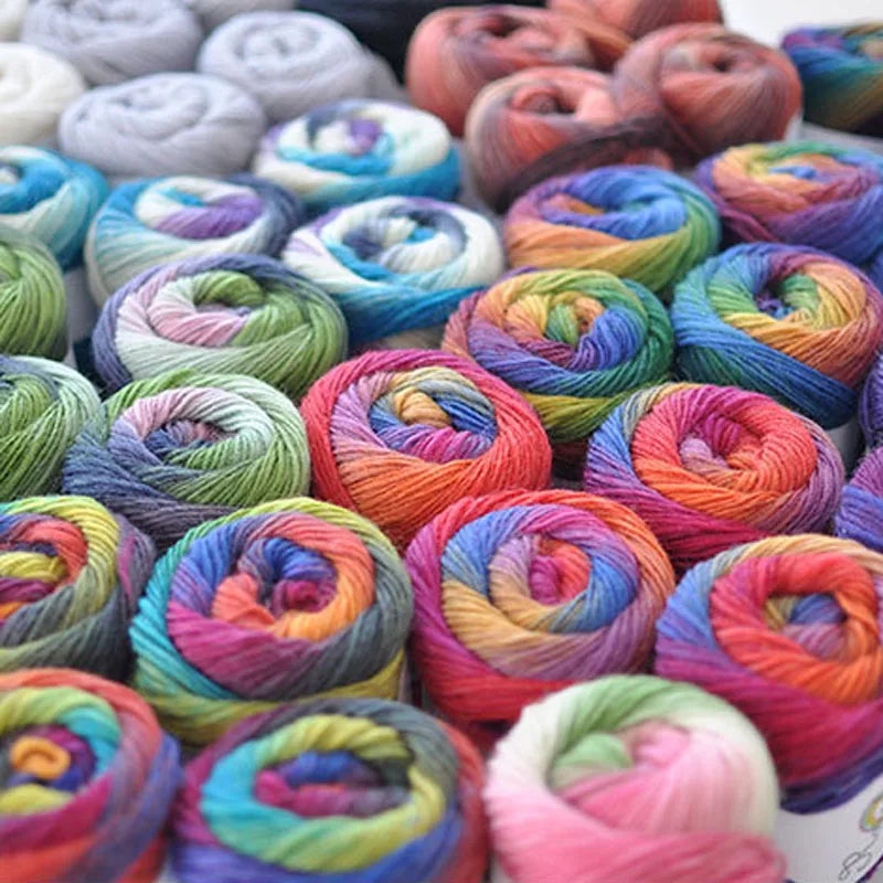 100% Wool Yarn Rainbow Color