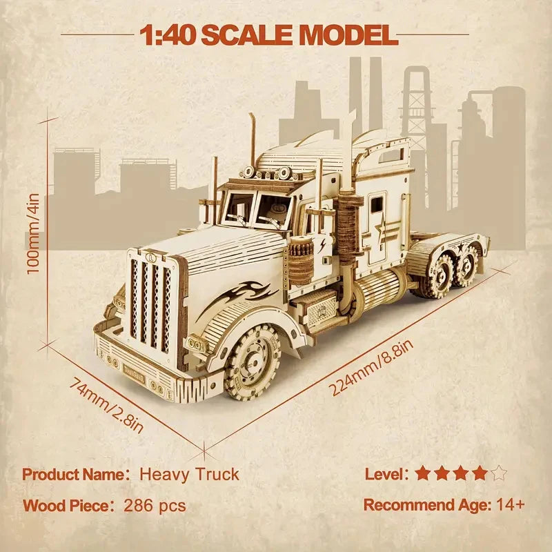 Truck Model DIY 3D Wooden Puzzle