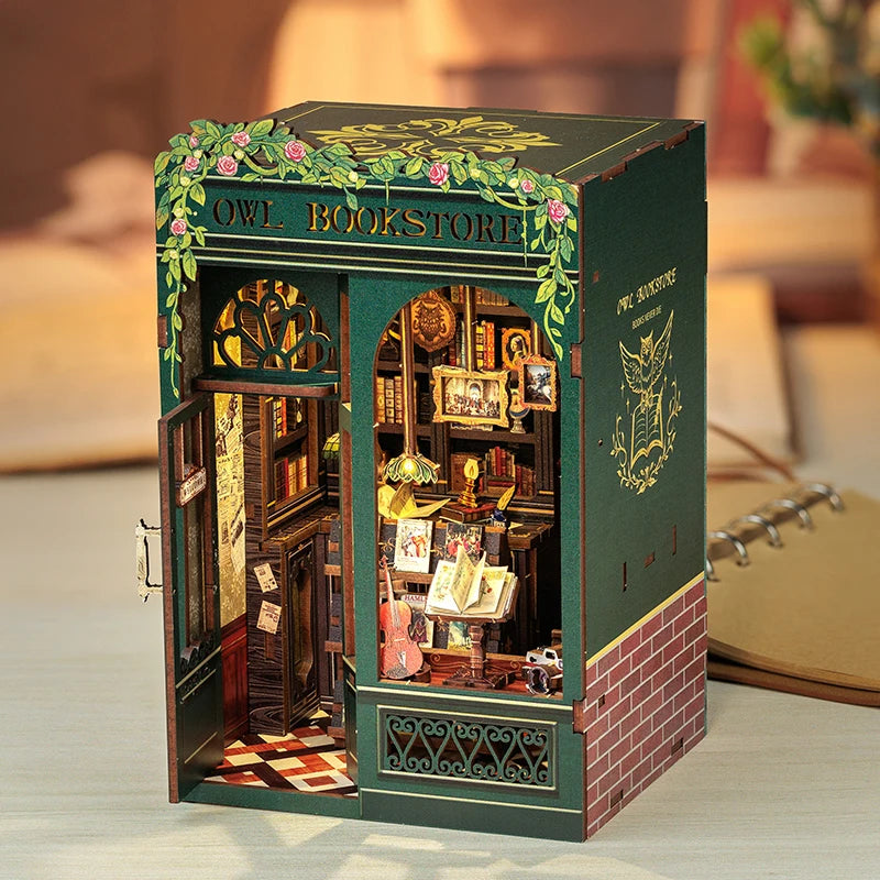 CUTEBEE DIY Book Nook Bookshop Kit Miniature Wooden Dollhouse