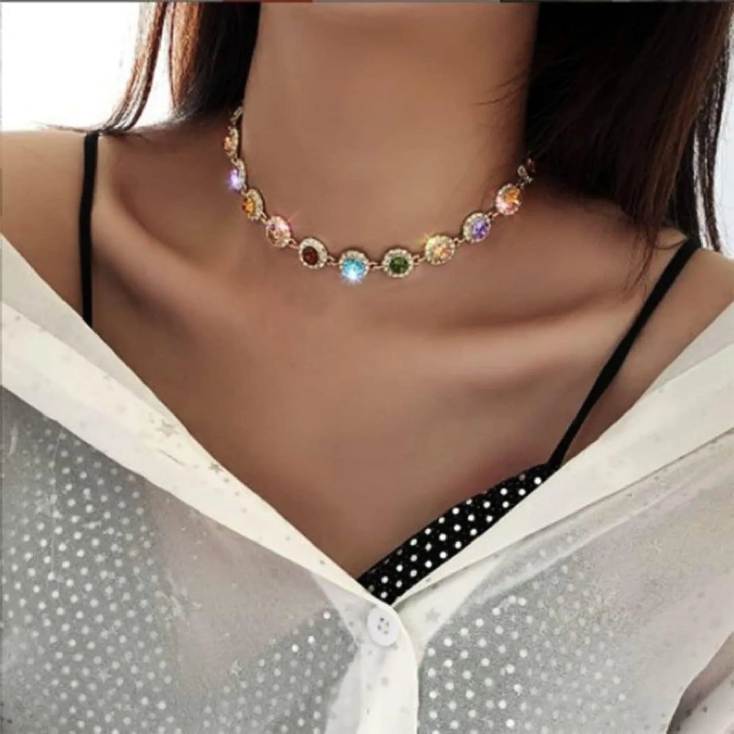 Colorful Choker Necklace Sparkly