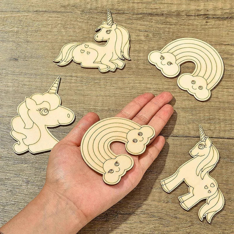 10pcs/set Unicorn Wooden Crafts