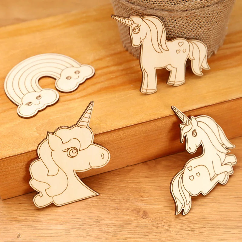 10pcs/set Unicorn Wooden Crafts