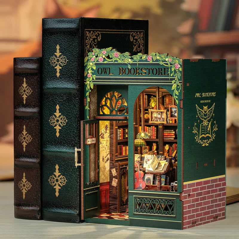 CUTEBEE DIY Book Nook Bookshop Kit Miniature Wooden Dollhouse