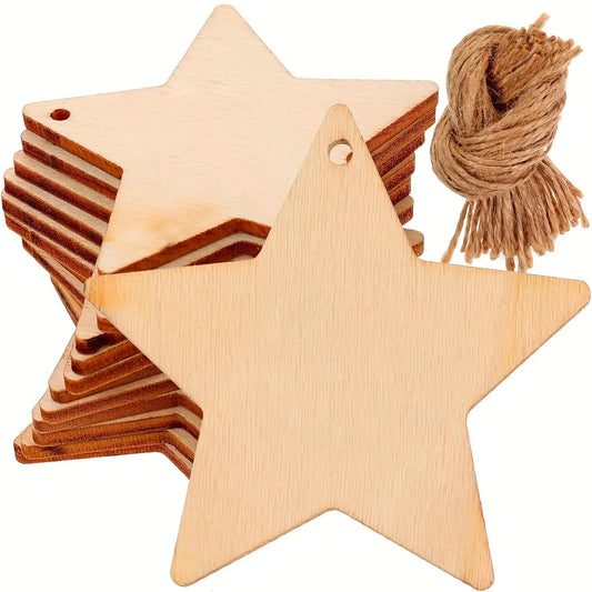 50pcs Hanging Wooden Star