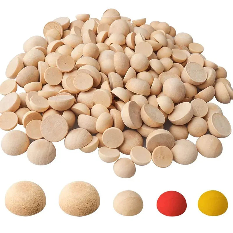 5-100Pcs Natural Half Wooden Beads