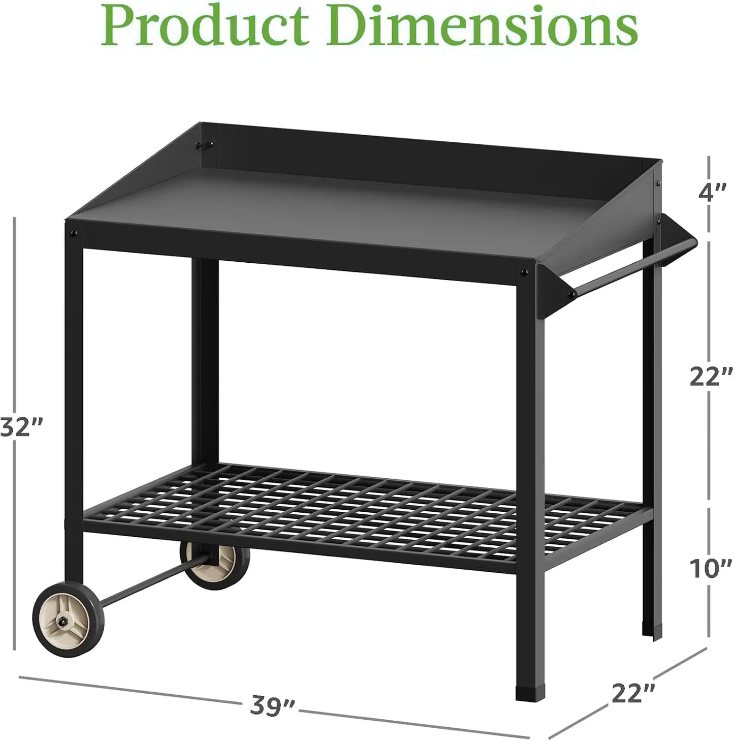 Metal Potting Bench with Wheels