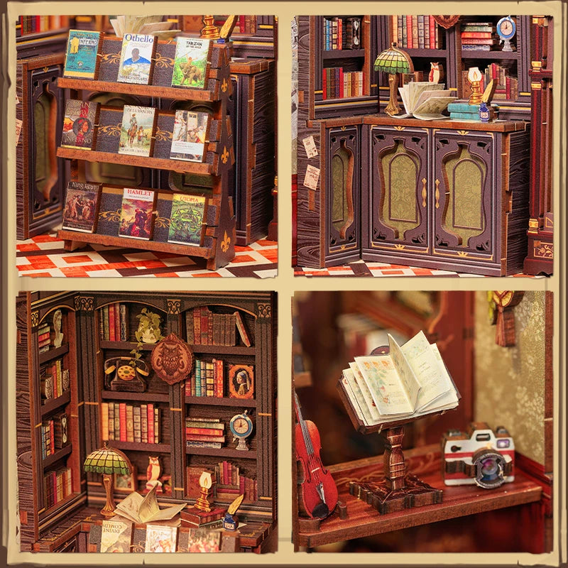 CUTEBEE DIY Book Nook Bookshop Kit Miniature Wooden Dollhouse