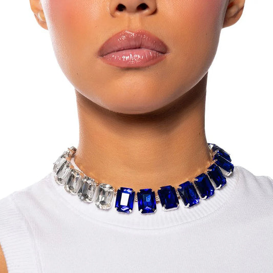 Stonefans Patchwork Blue Crystal Choker