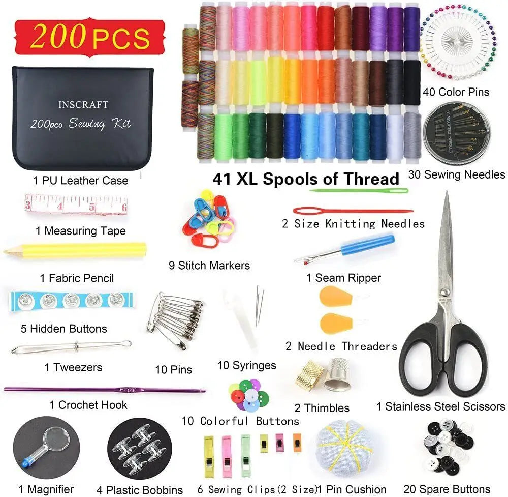 Sewing Kit Thread Threader Needle Tape Measure Scissor Thimble Tool Needles Thread Scissor Set Home Travel 90x