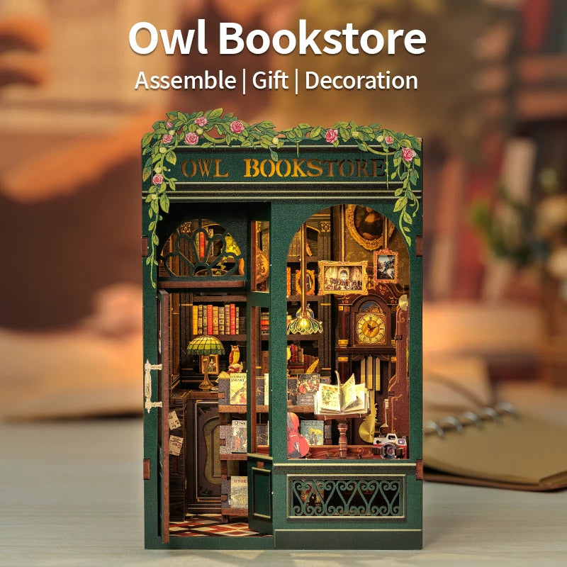 CUTEBEE DIY Book Nook Bookshop Kit Miniature Wooden Dollhouse