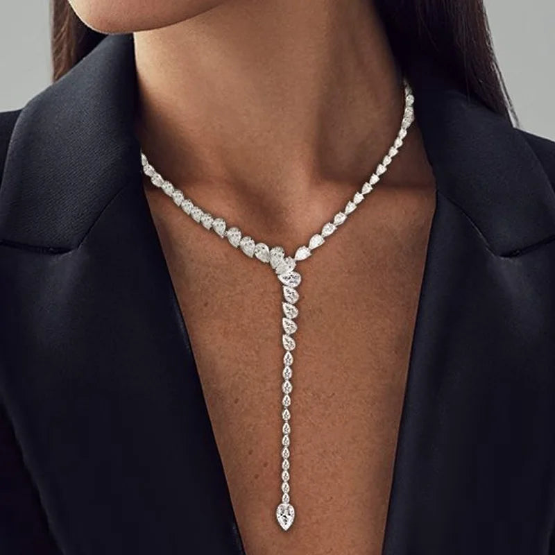 Stonefans Water Drop Zircon Necklace