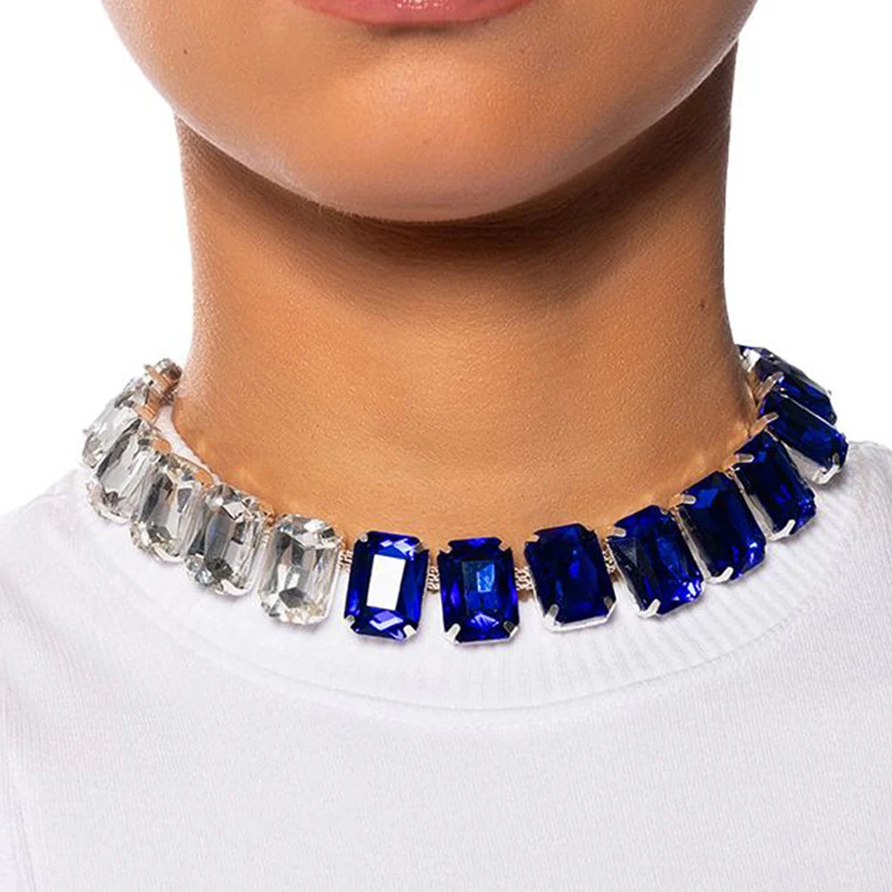 Stonefans Patchwork Blue Crystal Choker