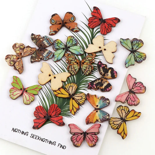 50pcs Butterfly Wooden Buttons