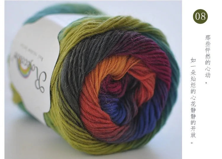 100% Wool Yarn Rainbow Color