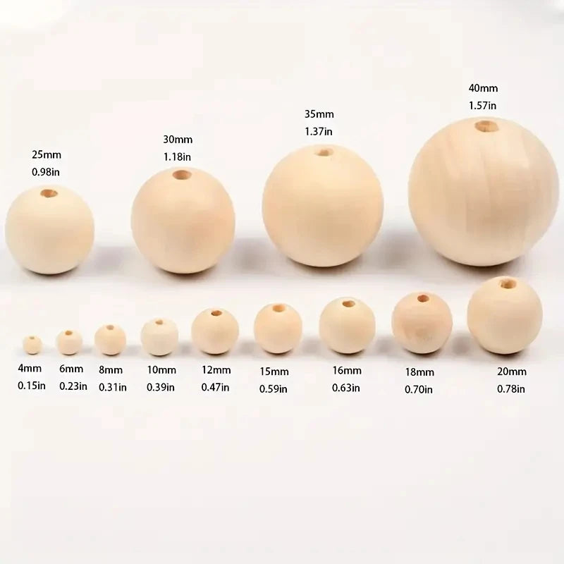 12Pcs Round Wooden Beads