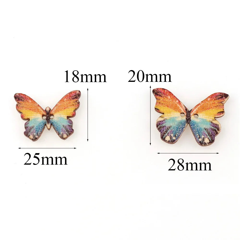 50pcs Butterfly Wooden Buttons