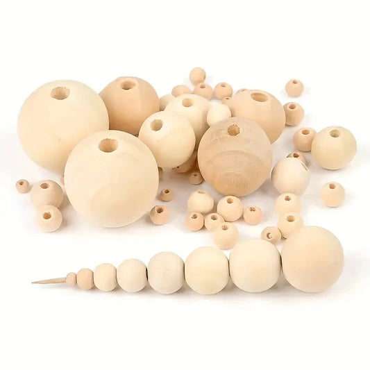 12Pcs Round Wooden Beads