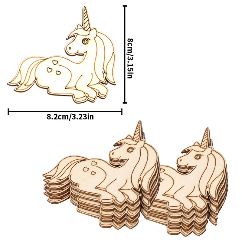 10pcs/set Unicorn Wooden Crafts