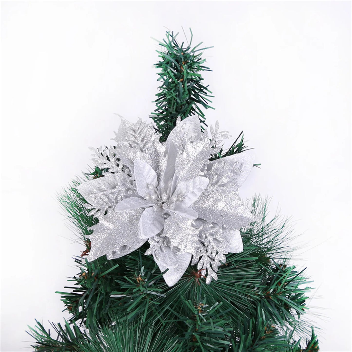 Glitter Christmas Flower Artificial Flowers Merry Christmas Gift