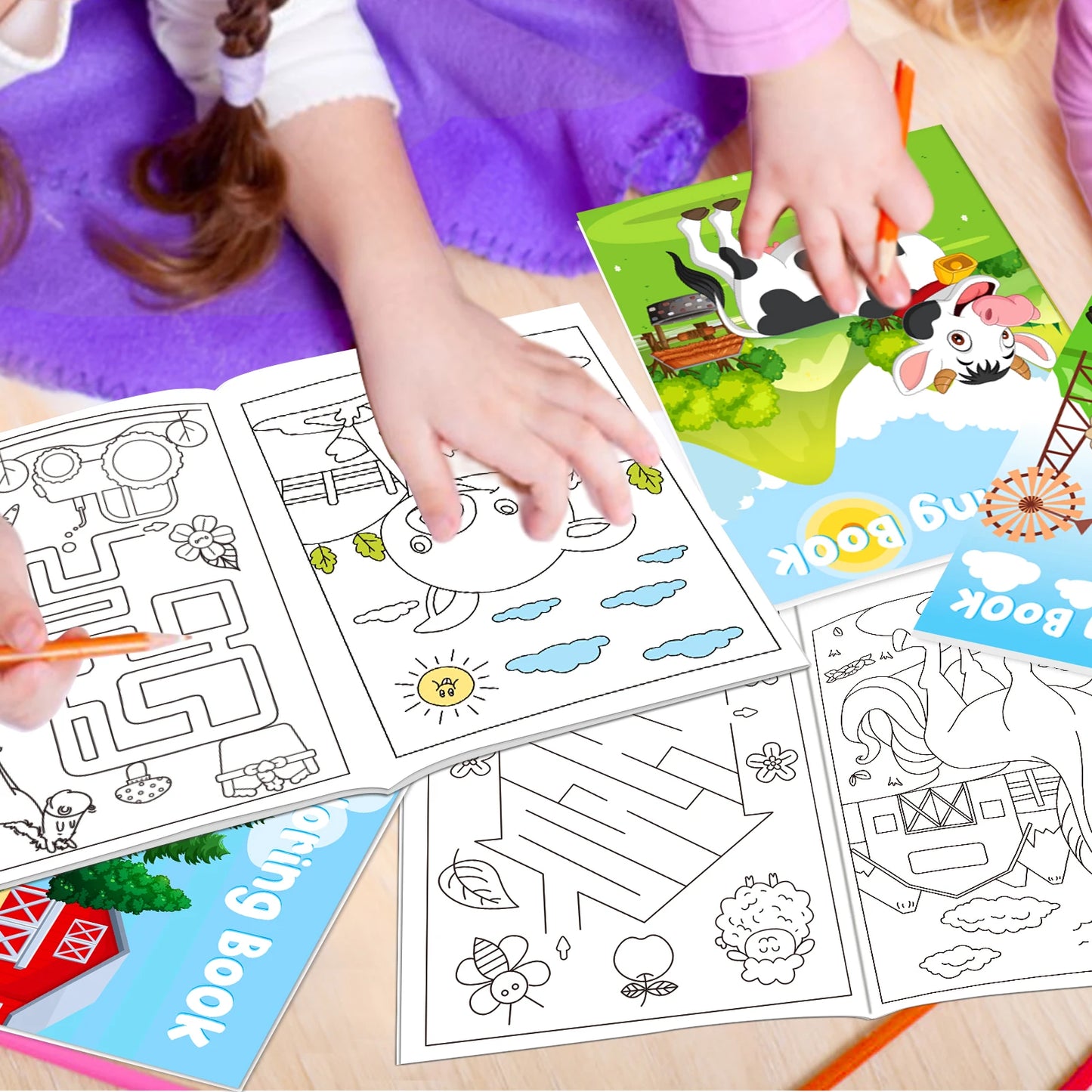 24Pcs Farm Animals Mini Coloring Books for Kids Party