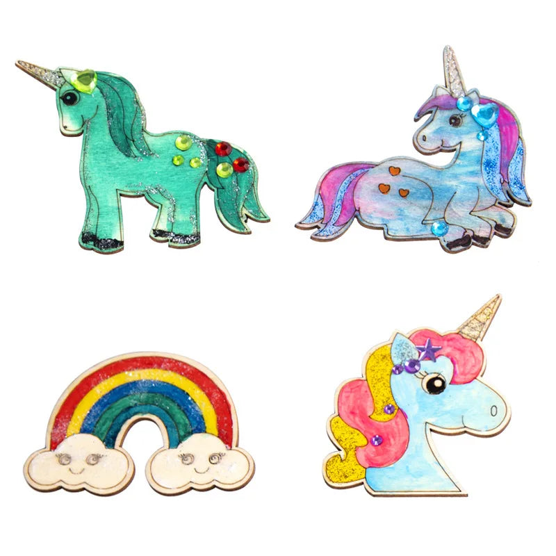 10pcs/set Unicorn Wooden Crafts